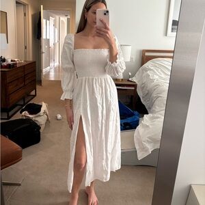 REFORMATION white linen midi dress